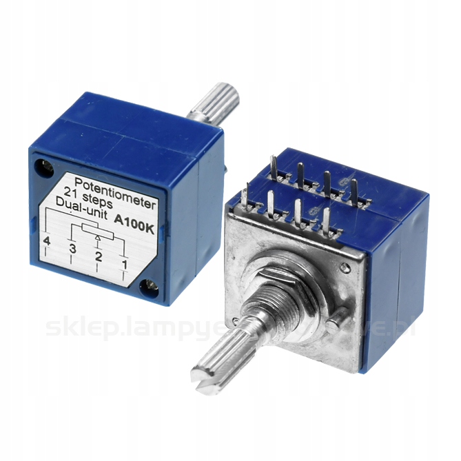 Potenciometr rezistorový žebřík 2x100k A obrys RK271 styl