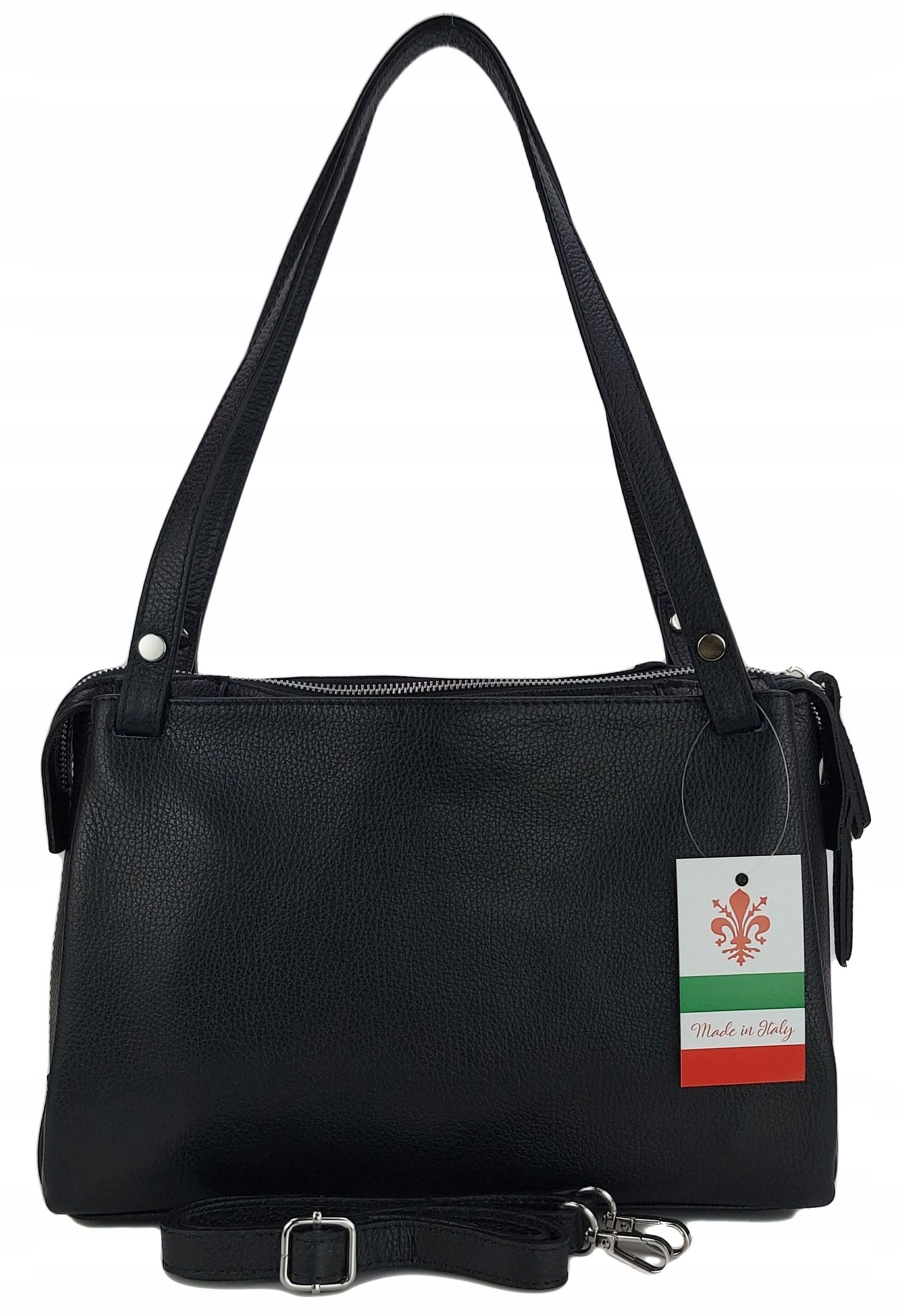 Italská klasická Vera Pelle kabelka přes rameno s přihrádkami Černá