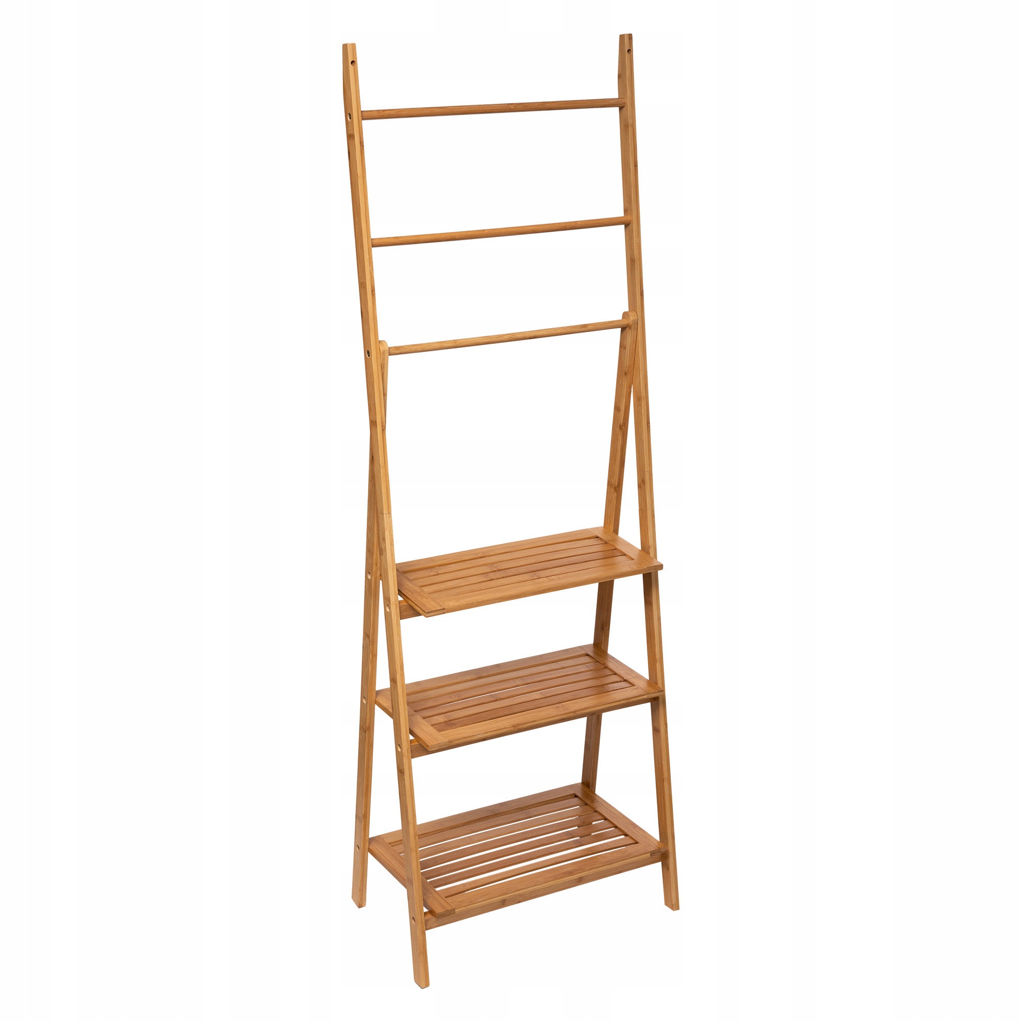 Koupelnový Regál Věšák Na Ručníky Bambus 153 cm