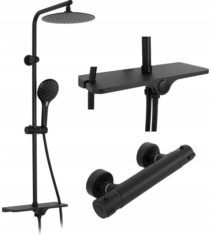 Sprchový set s batériou 150mm Mike čierna Rea -P0550) /sm/