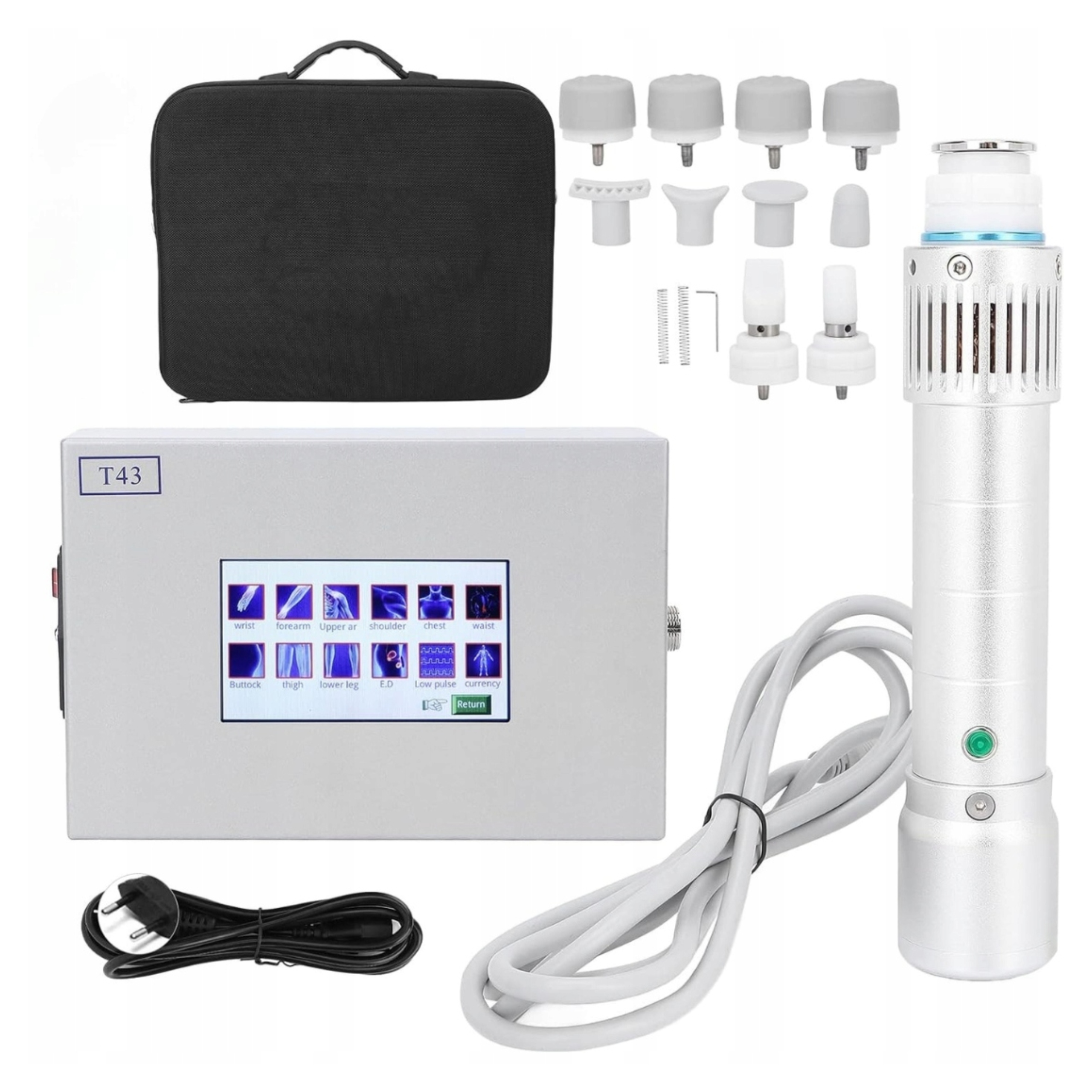 Zařízení Pro Terapii Rázovými Vlnami Ed Stroj Masážní Přístroj Koncovky 100W