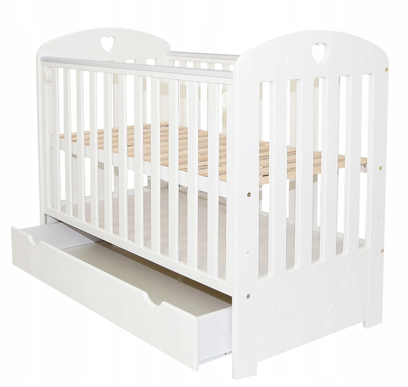 ŁÓŻECZKO BIAŁE Z SZUFLADĄ I OPUSZCZANYM BOKIEM-IGA Marka Aruś