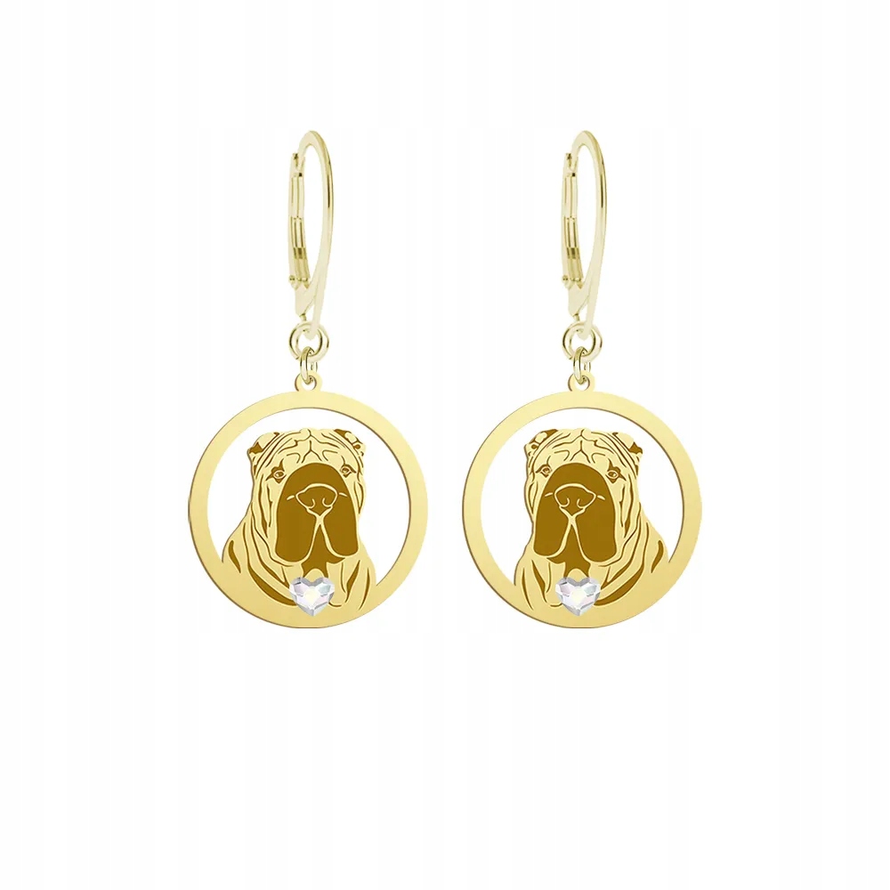 Náušnice Zlaté se psem Shar Pei 925 Šperky Dárek Gravírování Bonus