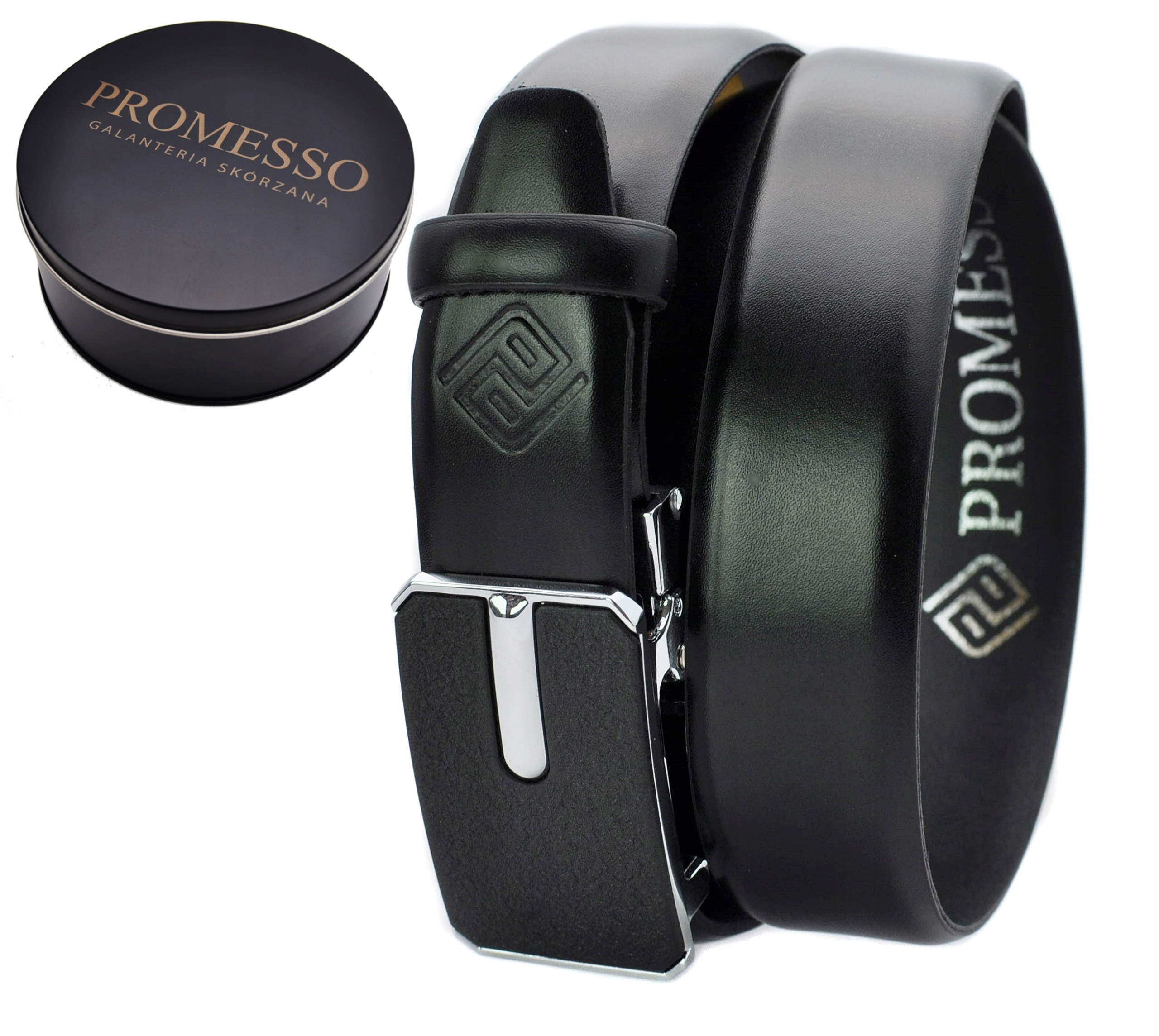 

Polski Skórzany Pasek Męski Czarny 3 Automat PC69