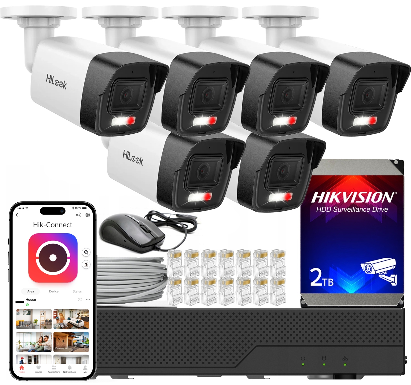 Sada Pro Monitorování 6 Kamer IPC-B140HA-LUC 4MPX PoE Externí Hdd 2TB