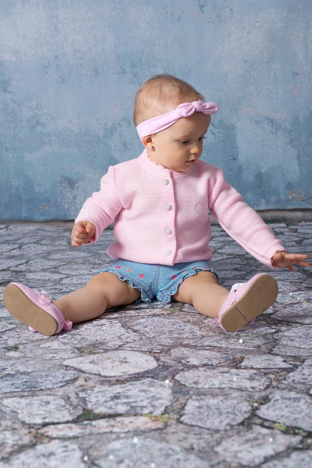 Ażurkowy Sweterek Niemowlęcy Różowy 104 Płeć dziewczynki