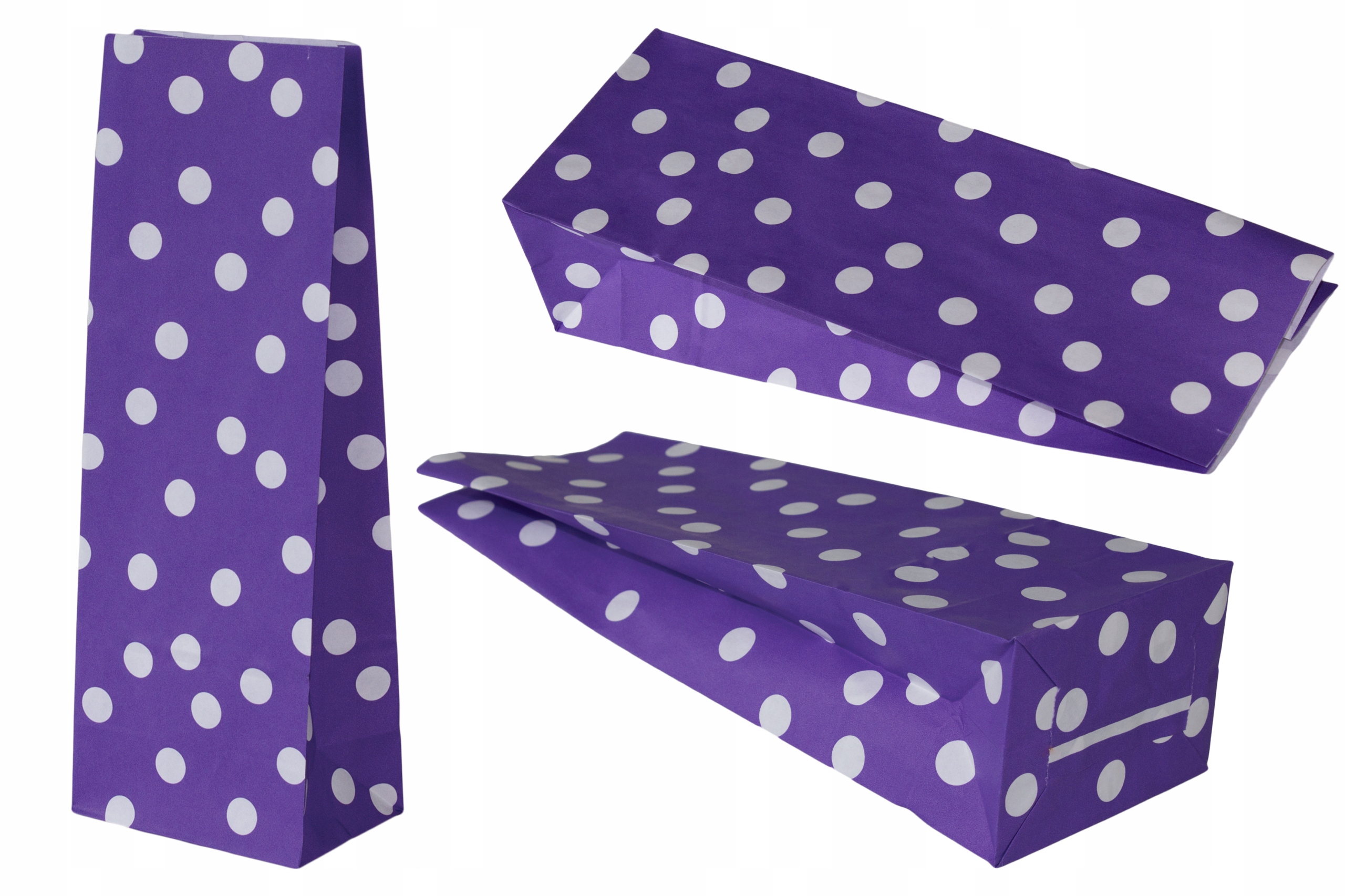 

Torby papierowe 10x6x26 cm w kropki 10 szt Eko