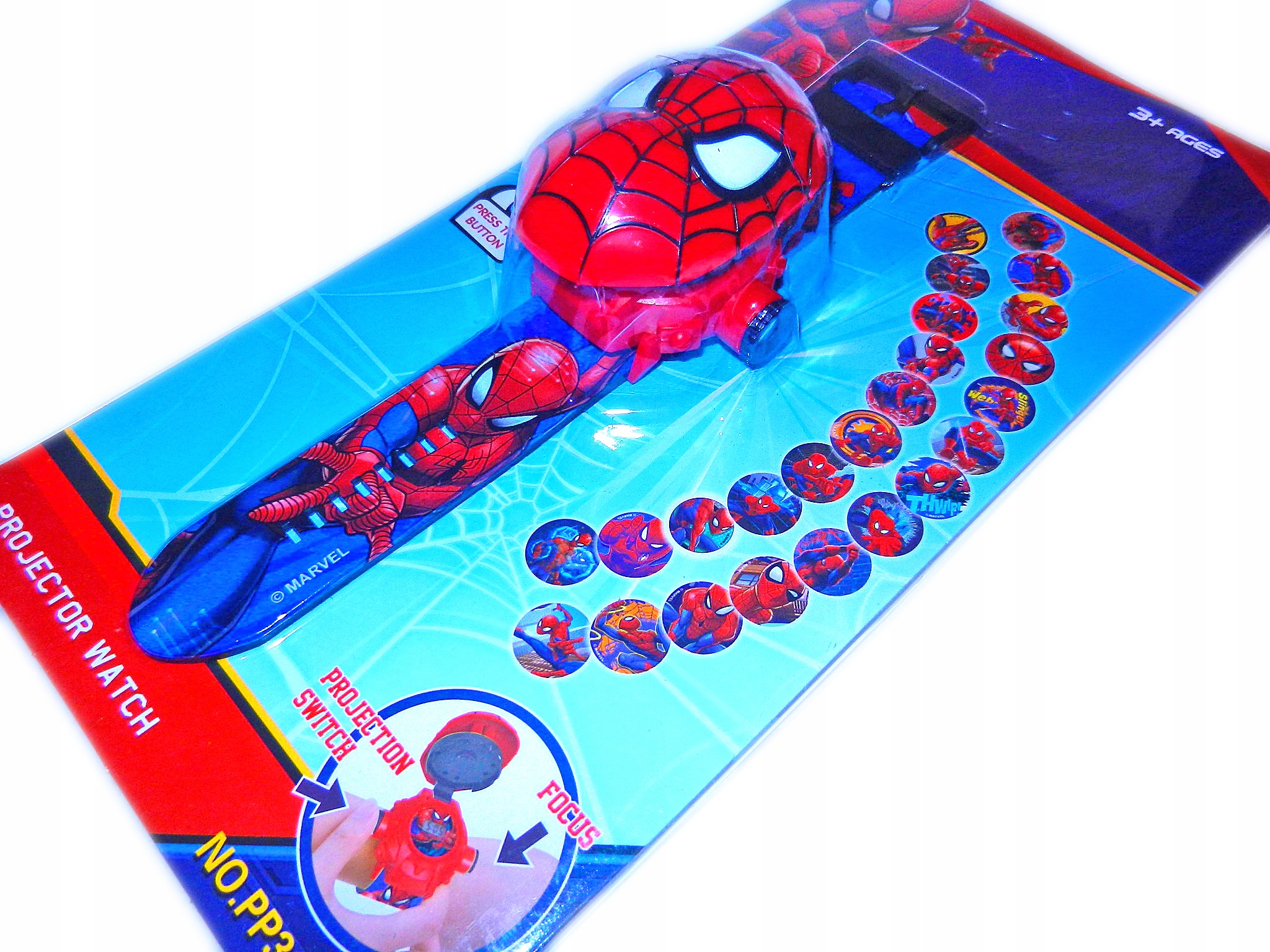 zegarek na rękę SPIDERMAN + projektor 24 slajd 2w1