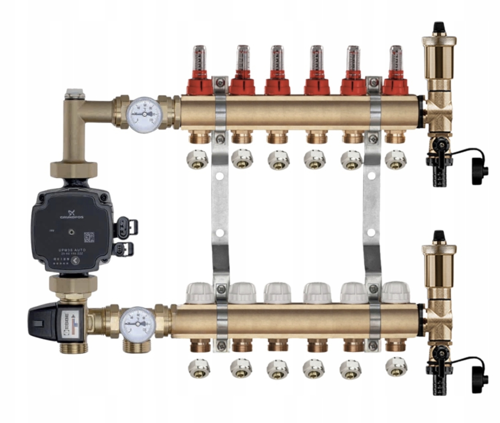 Mosazný Rozdělovač Podlahové Krytiny 7 Čerpací Skupina Grundfos Pex Spojky