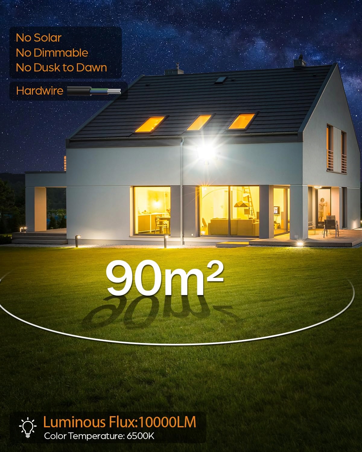 Reflektor LED Z Czujnikiem Ruchu 2 Sztuki 100W IP67 6500K TOPAUBUB — miniatura 7