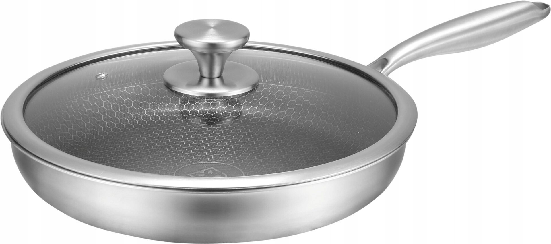 Patelnia Nieprzywierająca Ciężka Stalowa 28CM Stal Nierdzewna Edenberg