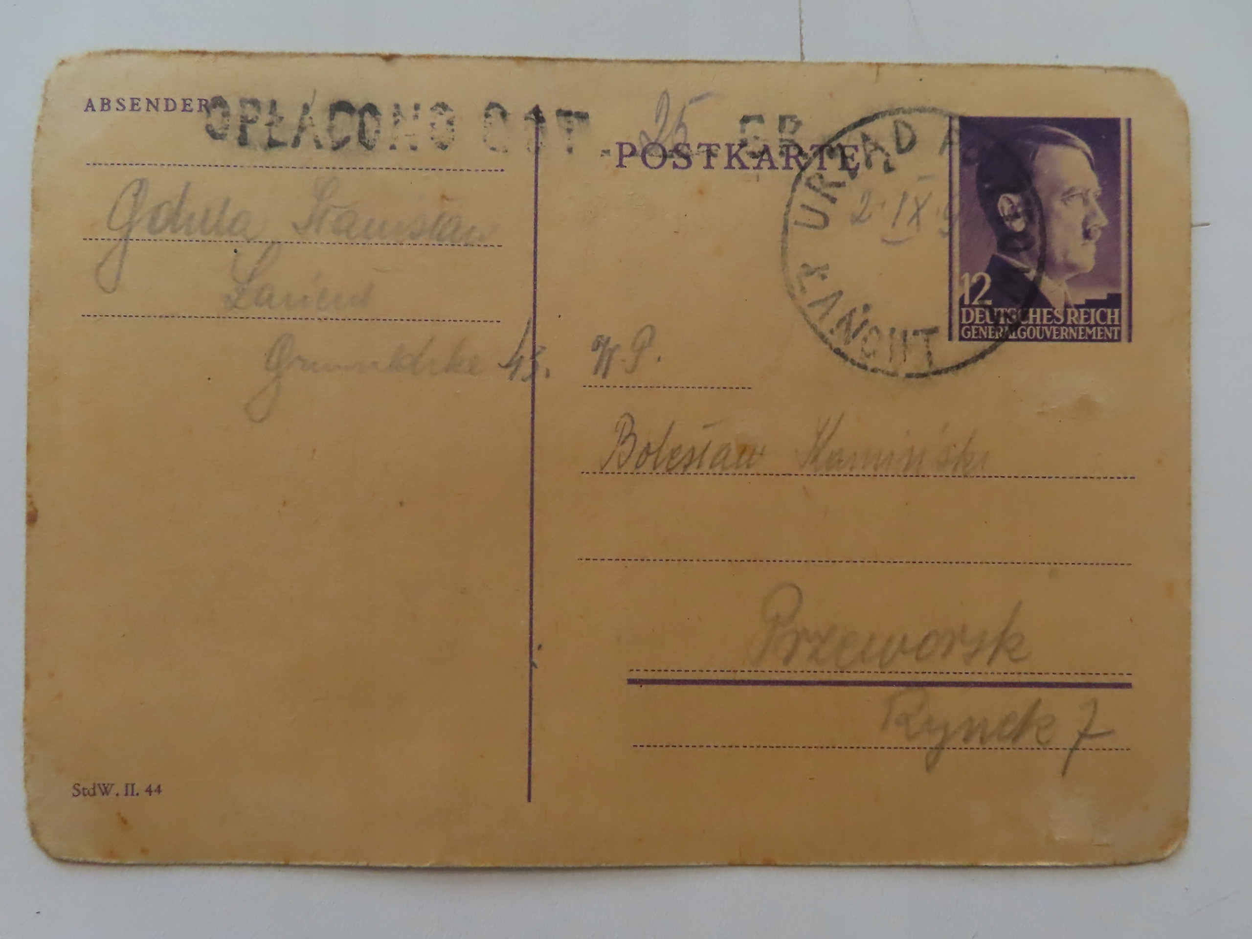 Kartka CP GG Łańcut 1944r. A2263