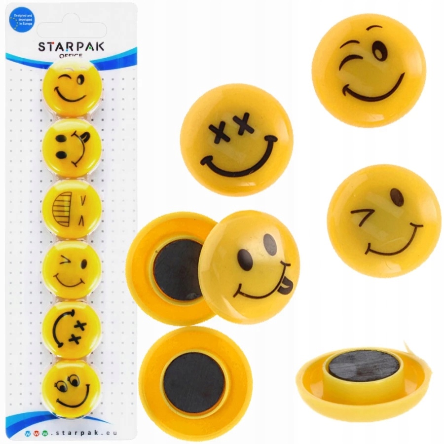 

Magnesy Szkolne Emotki Buźki Magnes 30mm 6szt