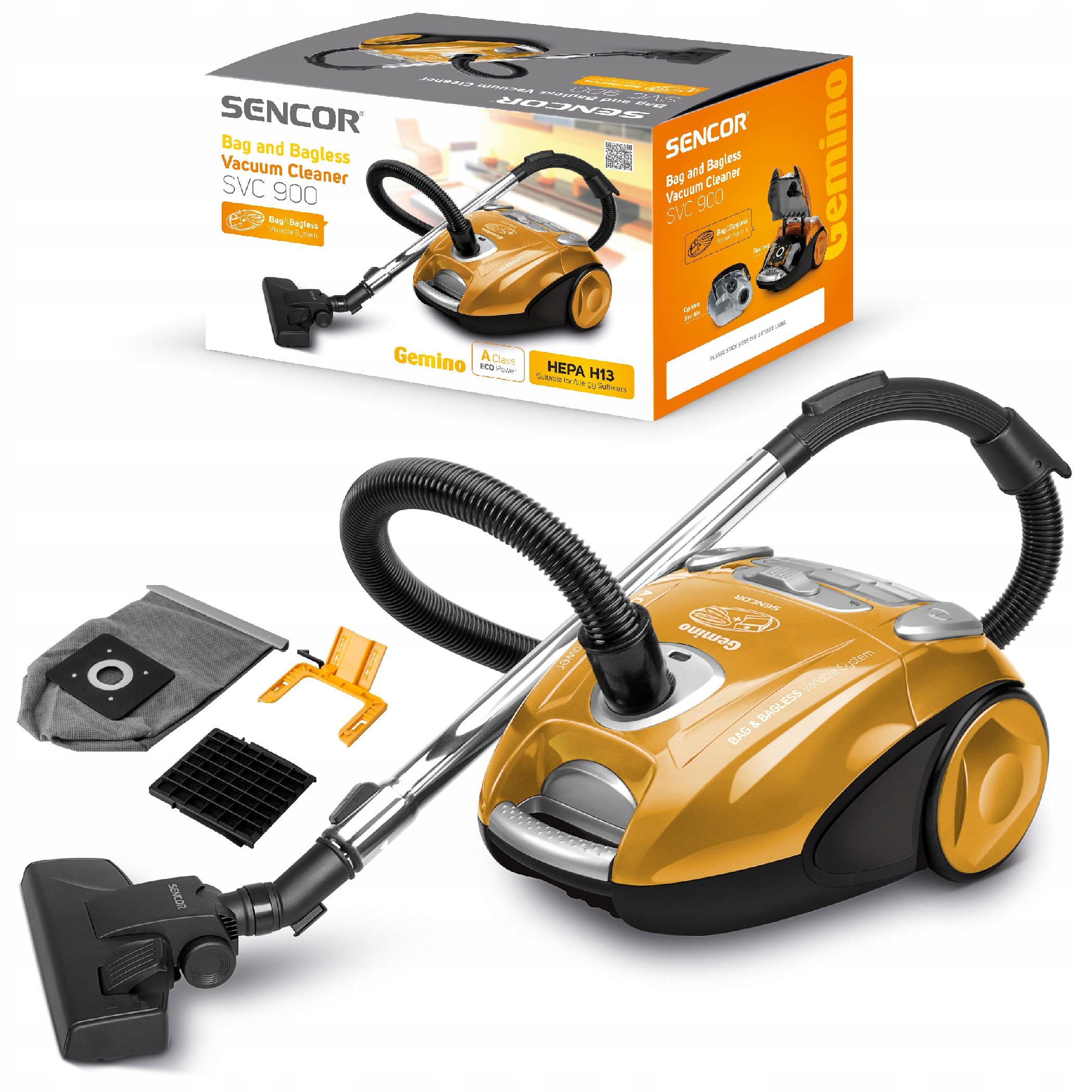 Odkurzacz bezworkowy, workowy Sencor Svc 900-EUE3