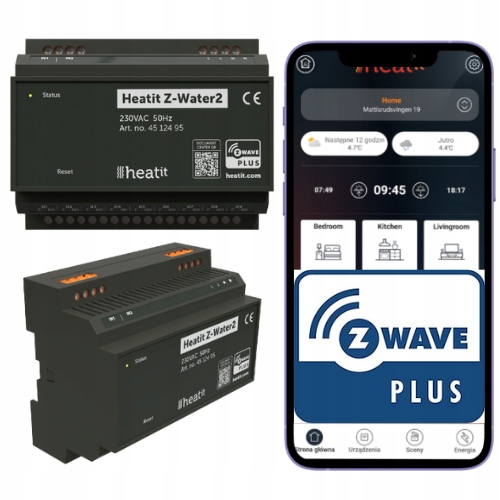 Heatit Z-Water2 Regulátor ohrevu vody Z-Wave, 9 zón Din