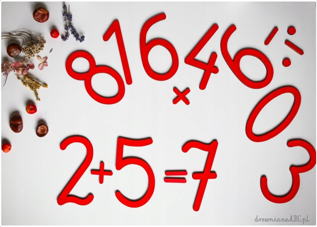 Ruchome cyfry Montessori drewniane malowane