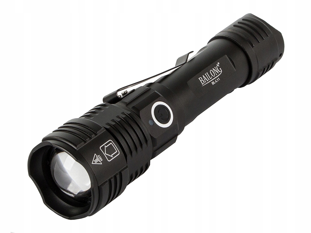 LATARKA WOJSKOWA TAKTYCZNA BAILONG 4 DIODY LED UV ZOOM MOCNA IPX5 USB Źródło światła LED