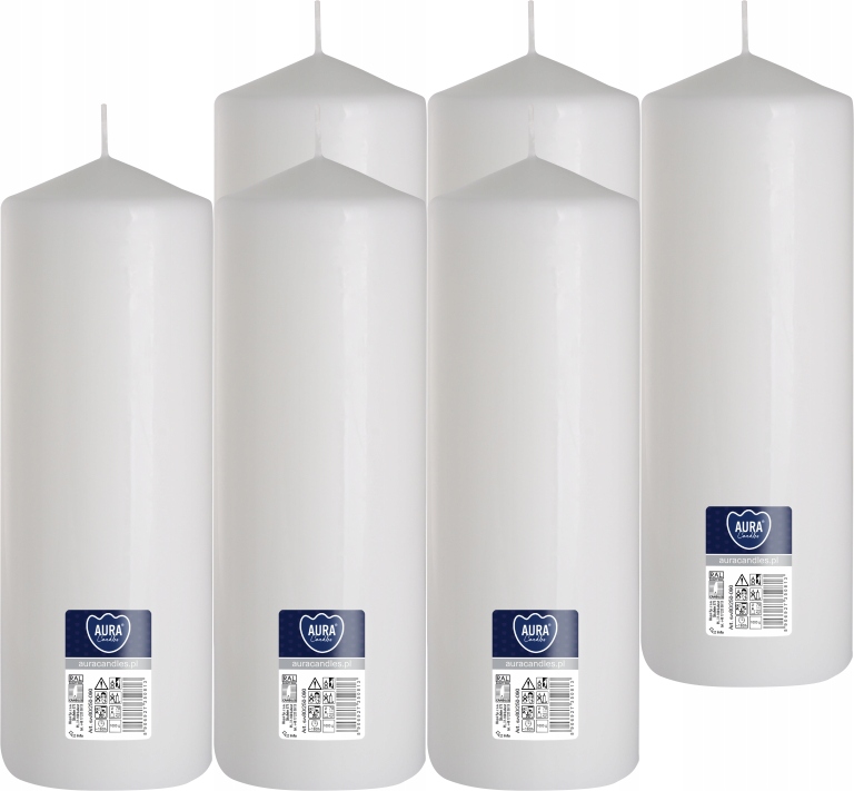 Válcová svíčka Bispol Aura 160H 25CM SW80/250 Bílá 6 Ks.