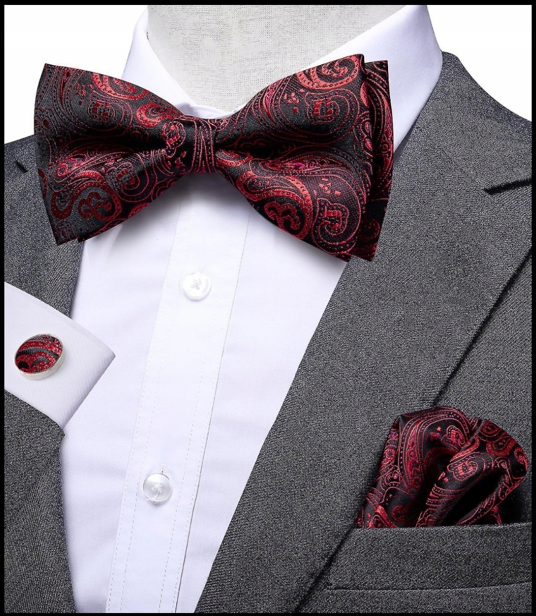 Elegancki zestaw Mucha Poszetka Spinki wys24