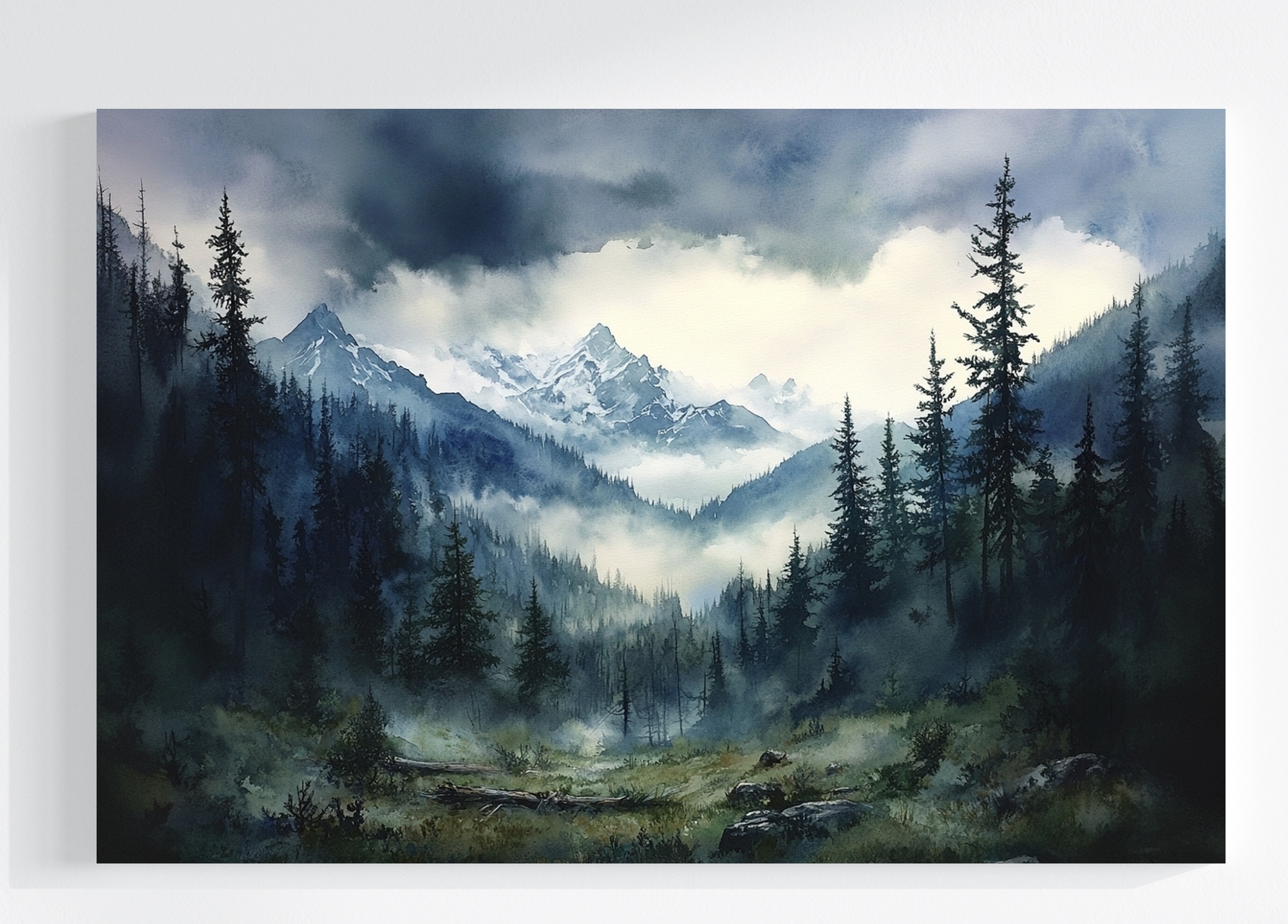 Obraz Na Plátně Canvas Krajina Hory Vrcholky Les Nebe Mraky Bouře 120x80
