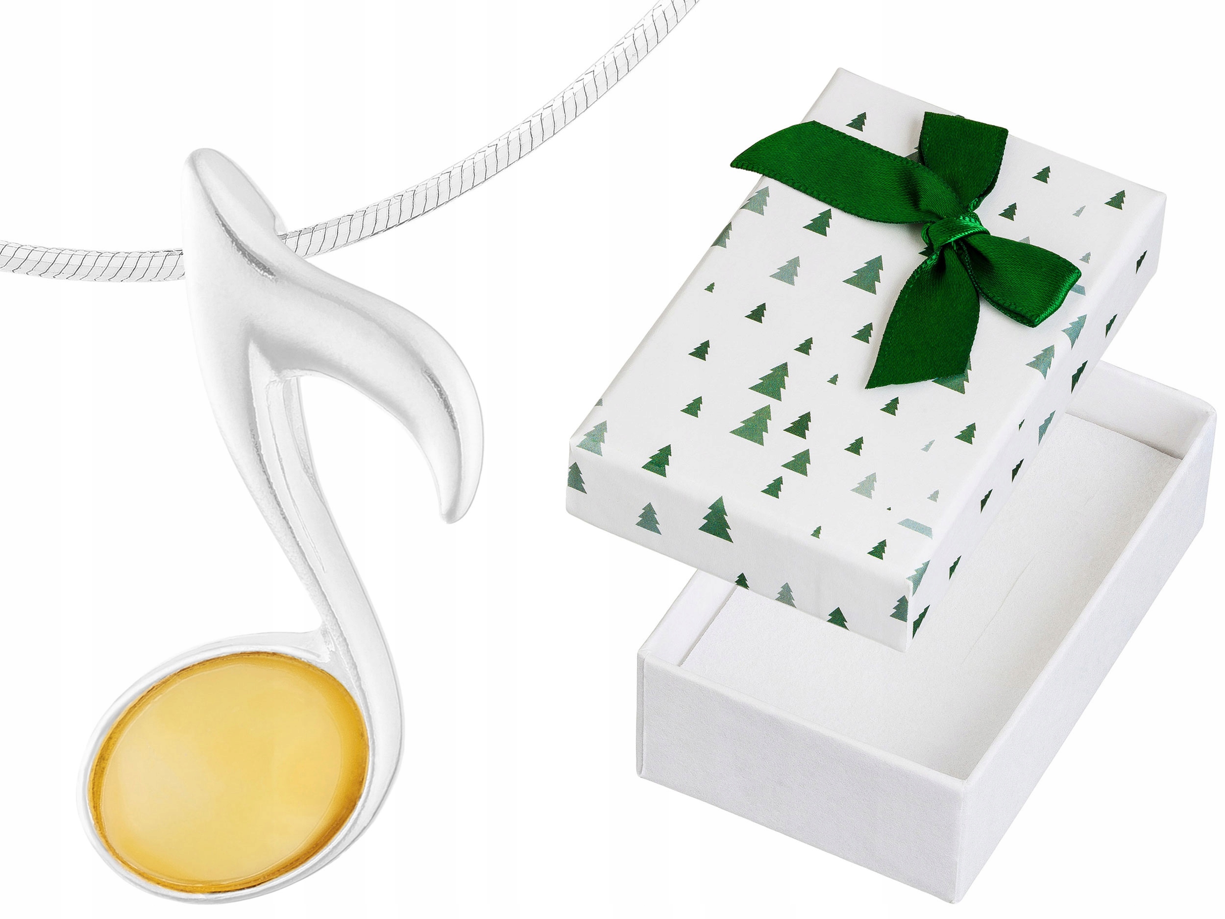 Dlouhý Stříbrný Náhrdelník Notička s Mléčným Jantarem Notička Osmička Stříbro 80