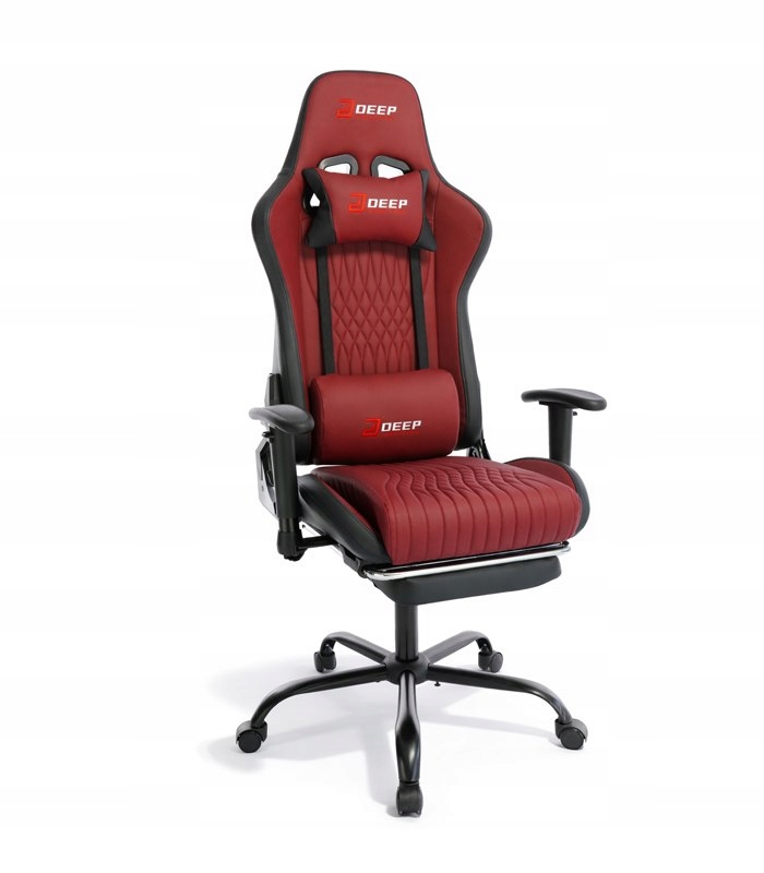 Ergonomické otočné herní křeslo červené s podnožkou Kancelářské křeslo