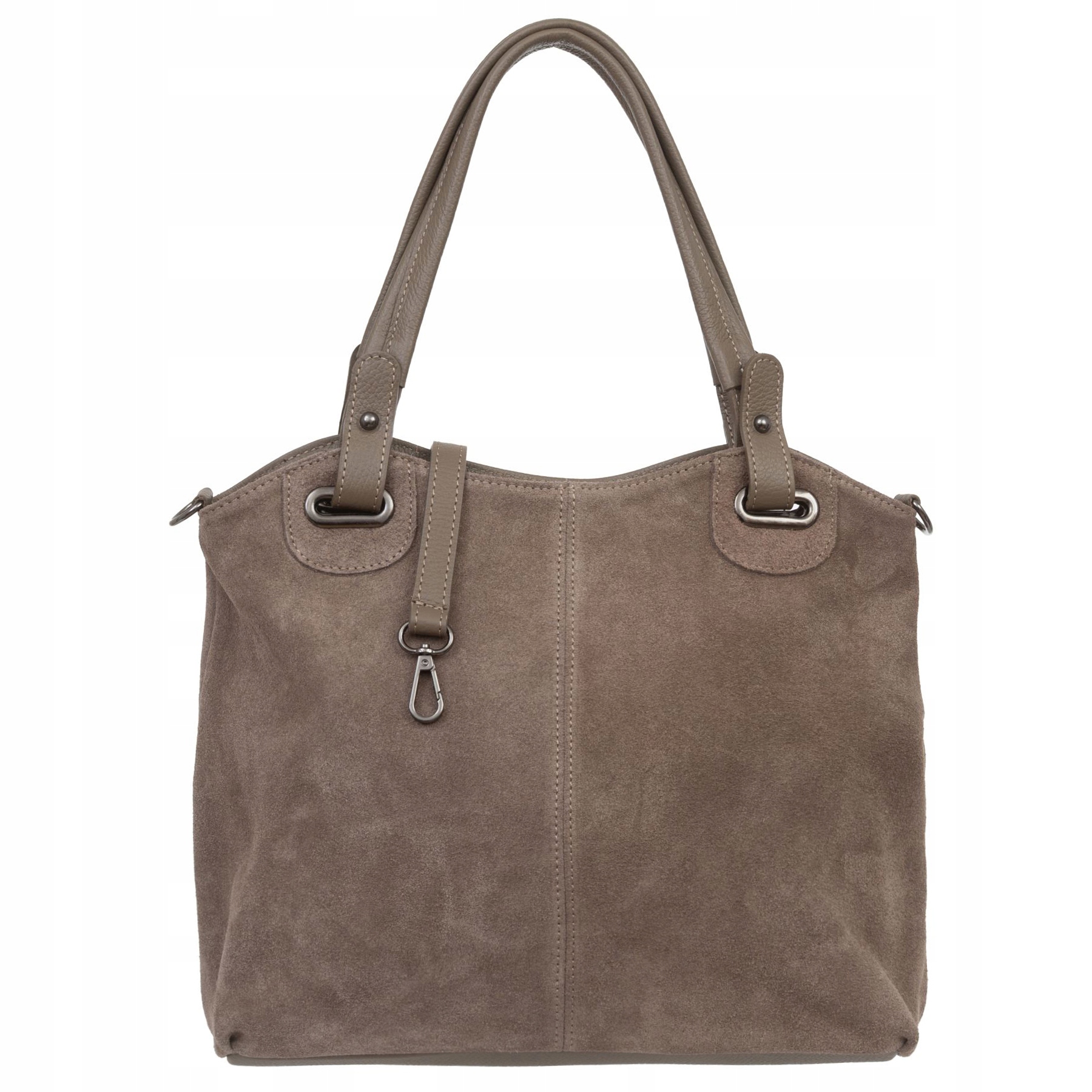 Vera Pelle torebka damska zamszowa shopper z paskiem na ramię Taupe