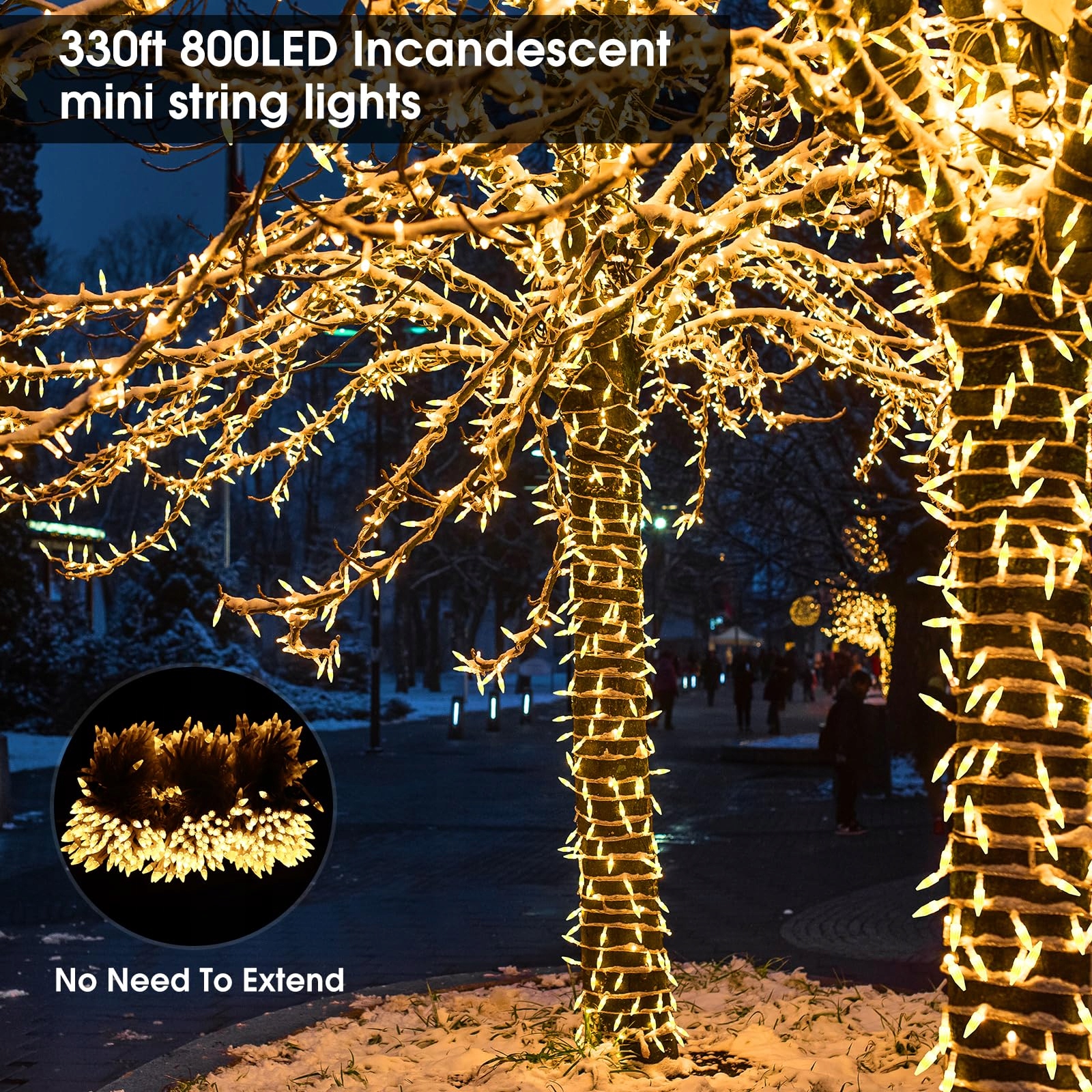 CERIAL Światełka Lampki Zewnętrzne Świąteczne Girlanda 8 Trybów 100M 800LED — miniatura 6
