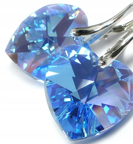 Krystaly Náušnice Srdce Certifikát Stříbro