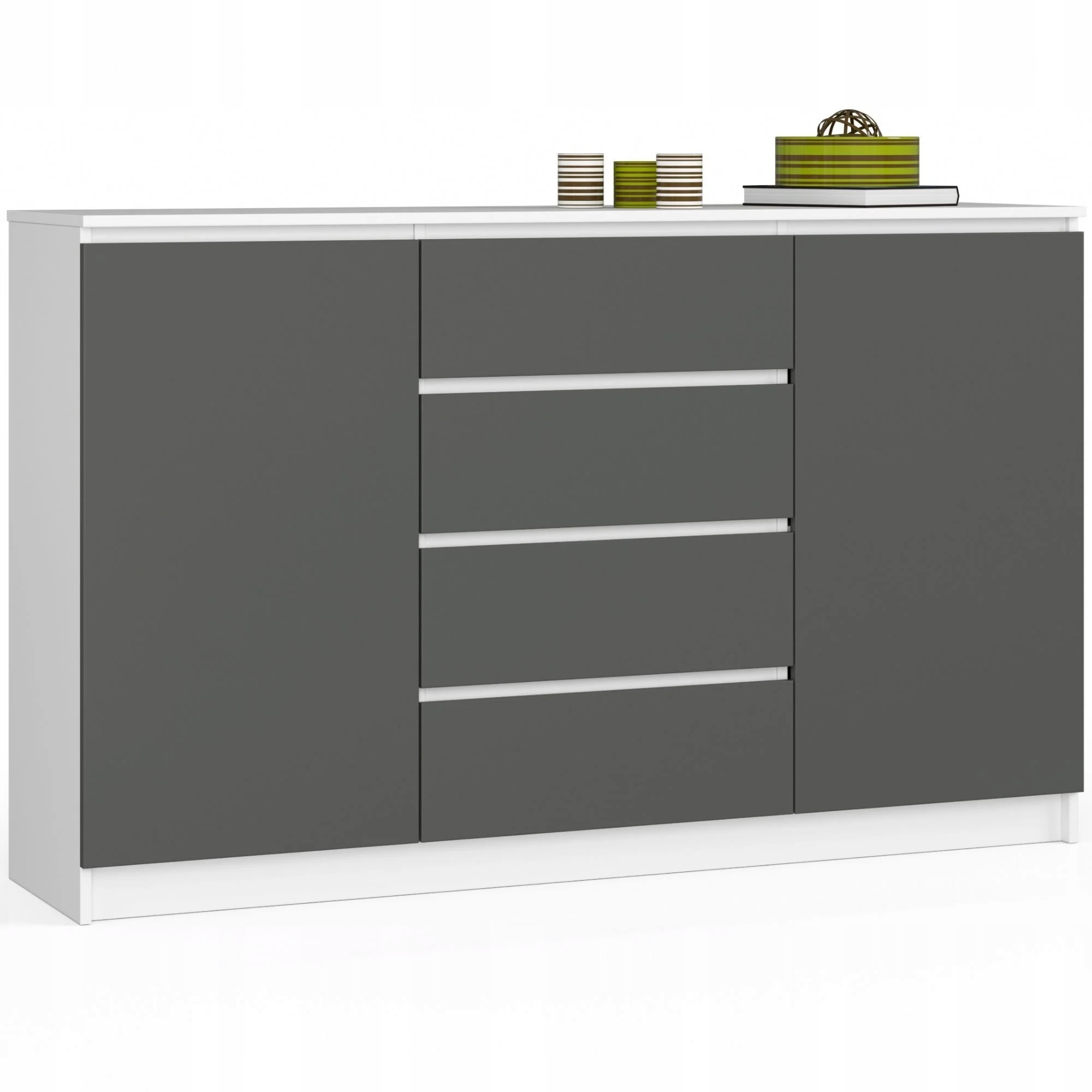 Komoda K160 2D 4SZ Clp Pk Biały Szary