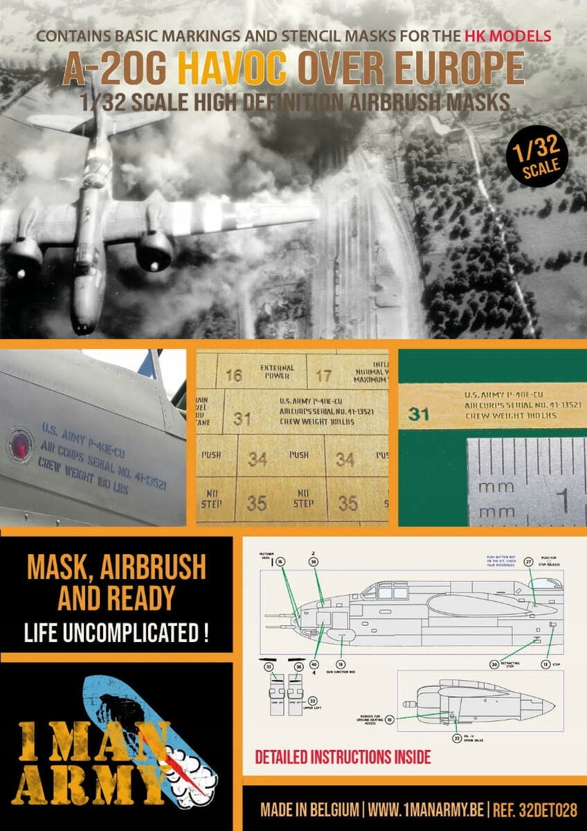 Masky A-20G Havoc Over Europe (hk Models) 1:32 1 Man Army 32DET028