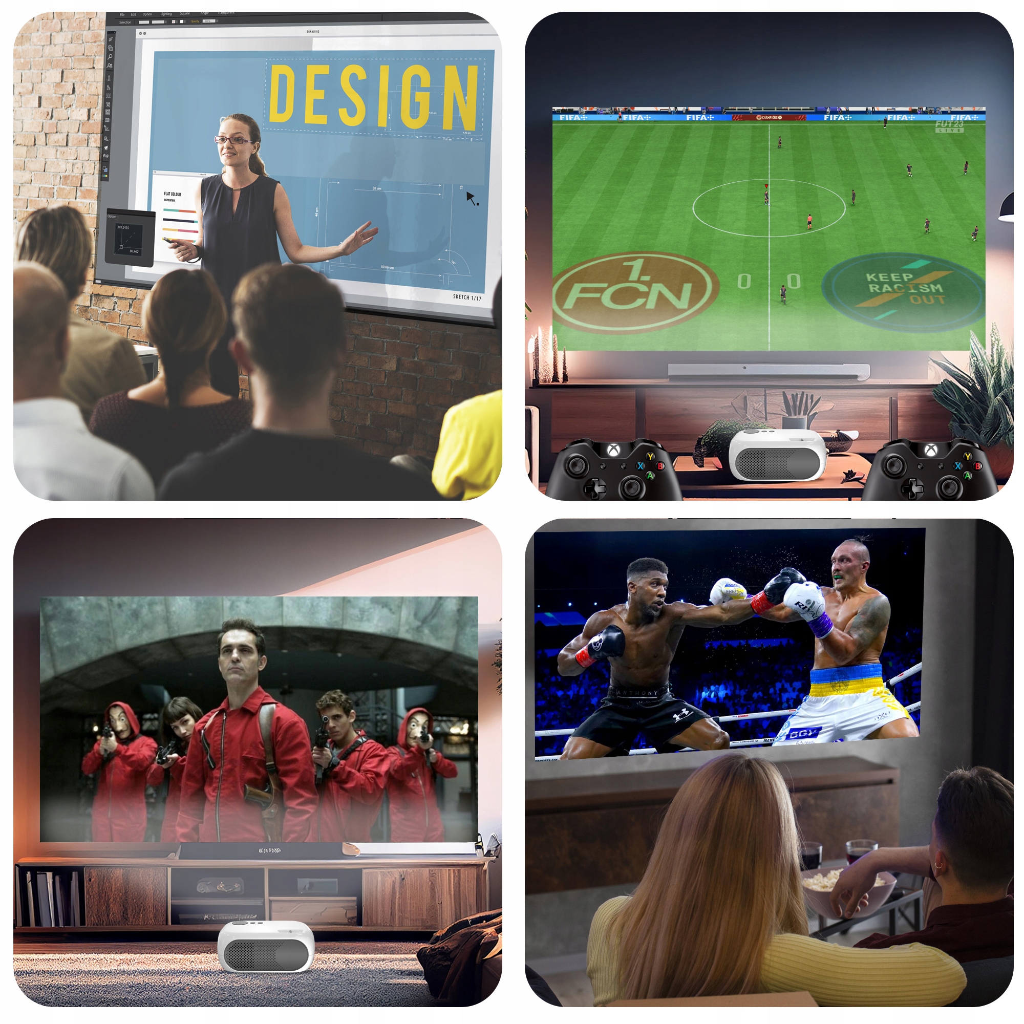 Rzutnik Mini Projektor Przenośny Wysoka Jakość Wyświetlanego Obrazu Full HD Żywotność lampy w trybie ekonomicznym 30000 h