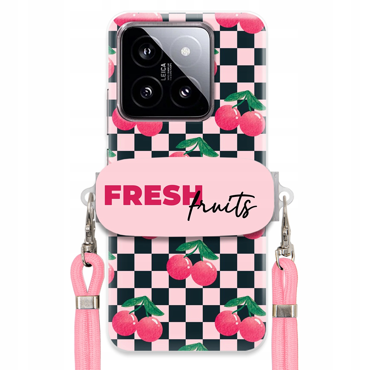 Pouzdro pro Xiaomi 14 Vodítko Pink Crossbody Funkční rukojeť Fresh Fruits
