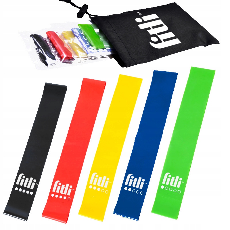 ZESTAW 5 GUM DO ĆWICZEŃ TAŚMY FITNESS MINI BAND Szerokość 5 mm