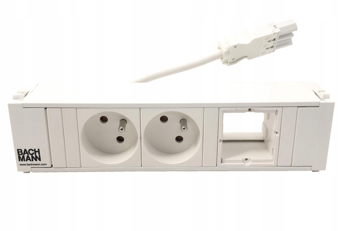 Bachmann Coni, box pro 3 moduly, 2x zásuvka Cz, 1x volné, bílý+bílé moduly