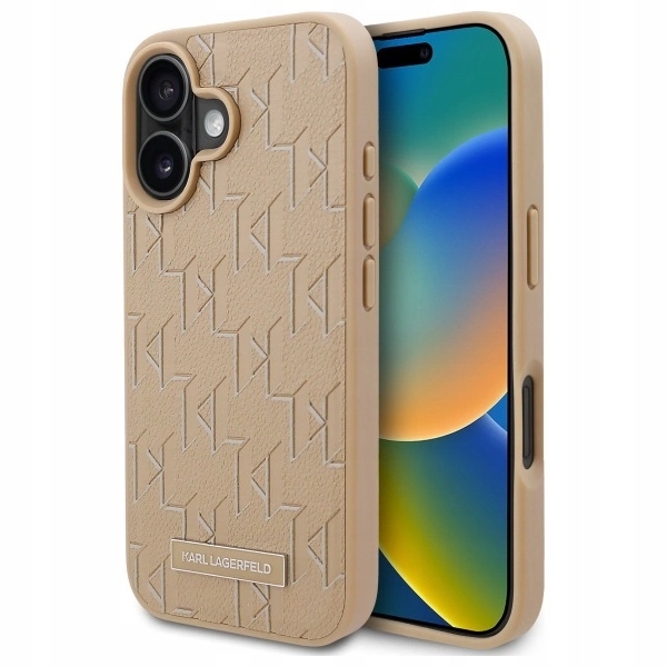 Pouzdro Karl Lagerfeld Hot Stamp Magsafe pro iPhone 16 béžové