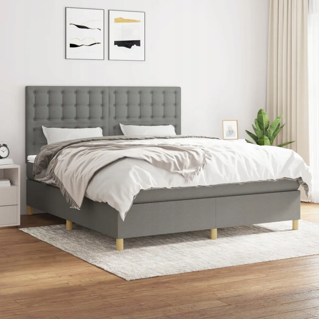 Box spring postel s matrací tmavě šedá 160x200 cm textil Šedá 3142666
