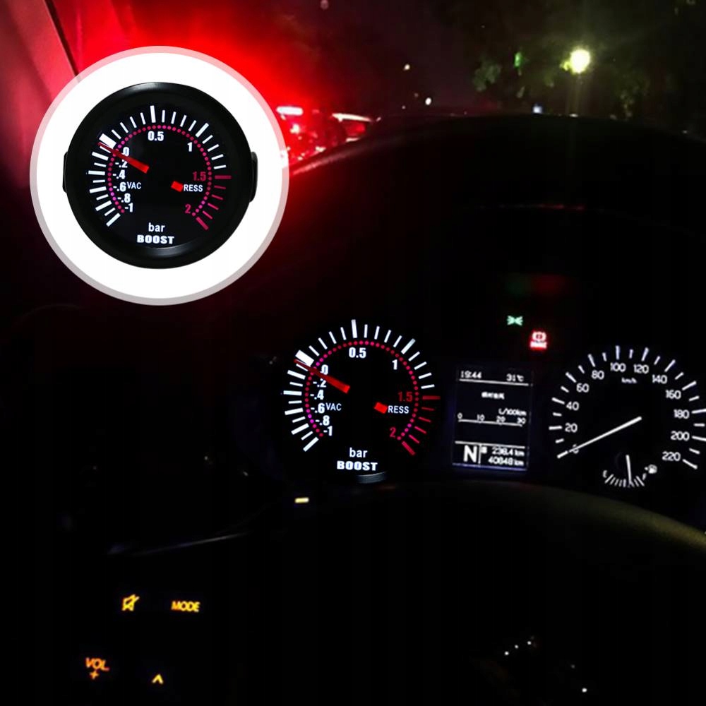 ZEGAR WSKAŹNIK BOOST TURBO CIŚNIENIE DOŁADOWANIA 52MM PODŚWIETLANY LED 2BAR EAN (GTIN) 6916088674207