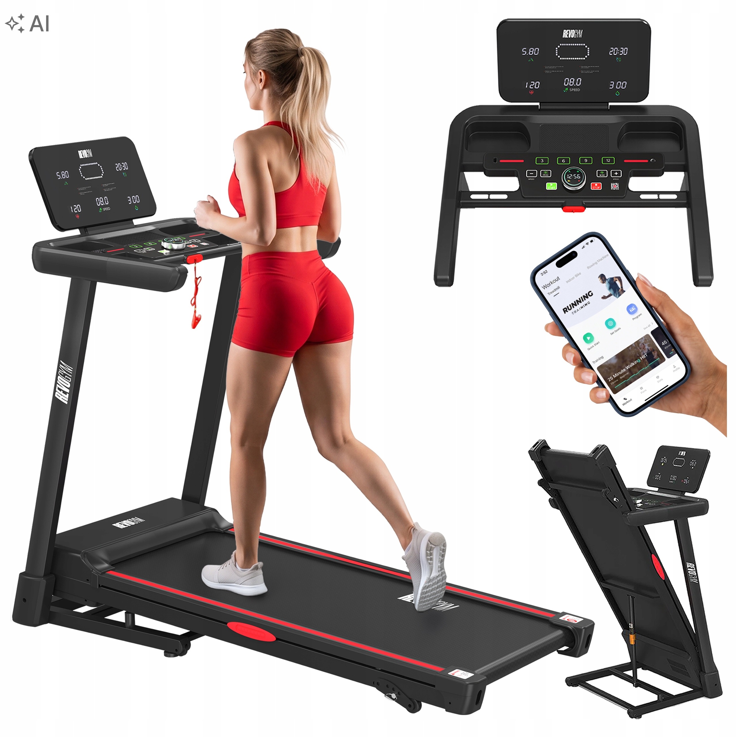 Bieżnia Elektryczna 16KM Bluetooth Do Ćwiczeń Fitness Cardio Trening W Domu