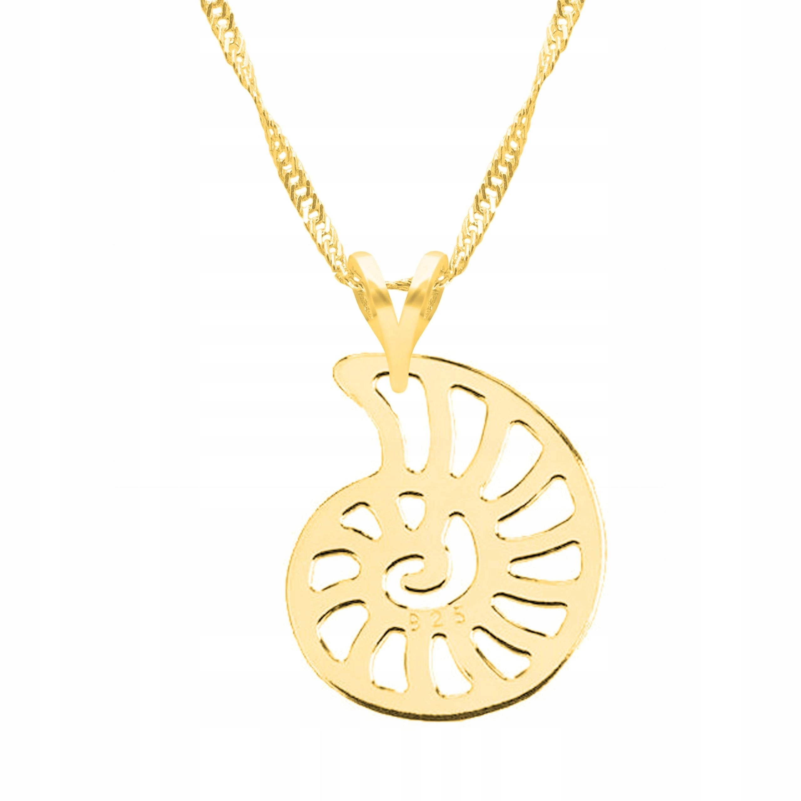 Zlatý náhrdelník s mušličkou a mořem, poklad oceánu, mušle Stříbro 925