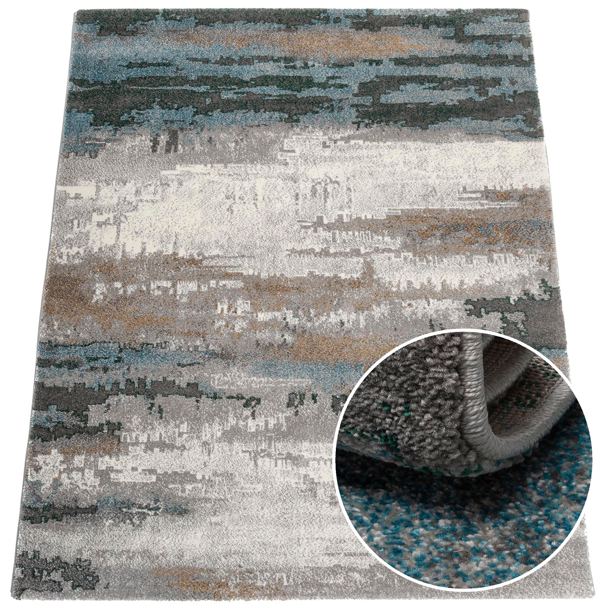 

Dywan Premium przecierany 80x140 cm turkus szary