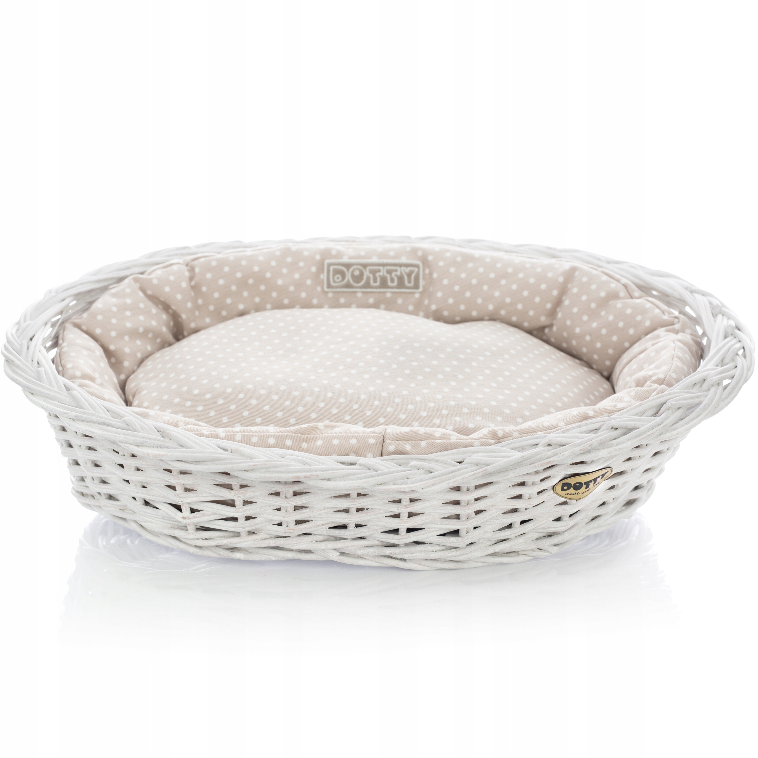 Levně Proutěný pelíšek pro pro psa kočku , bílý malovaný košík bavlna