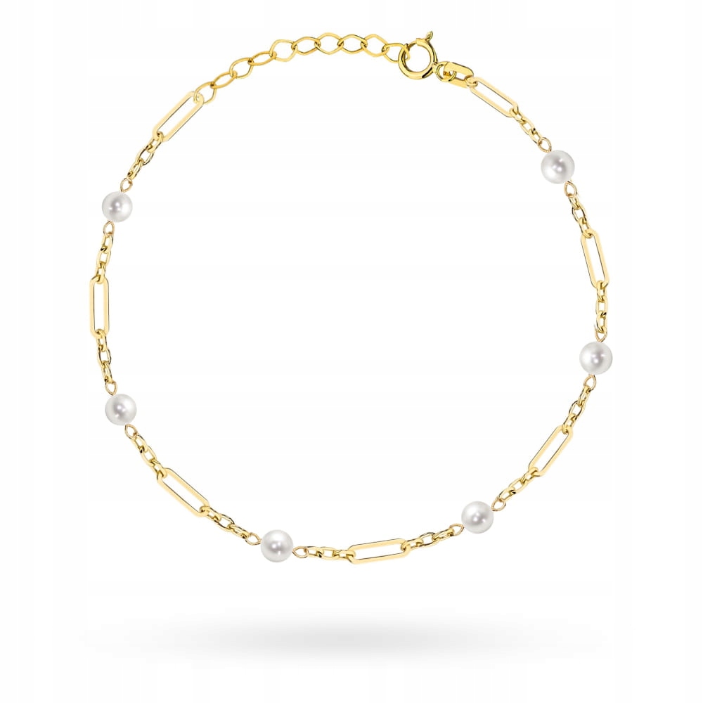 Zlatý náramek 585 s dlouhými články a perličkami je ideální pro každou stylizaci