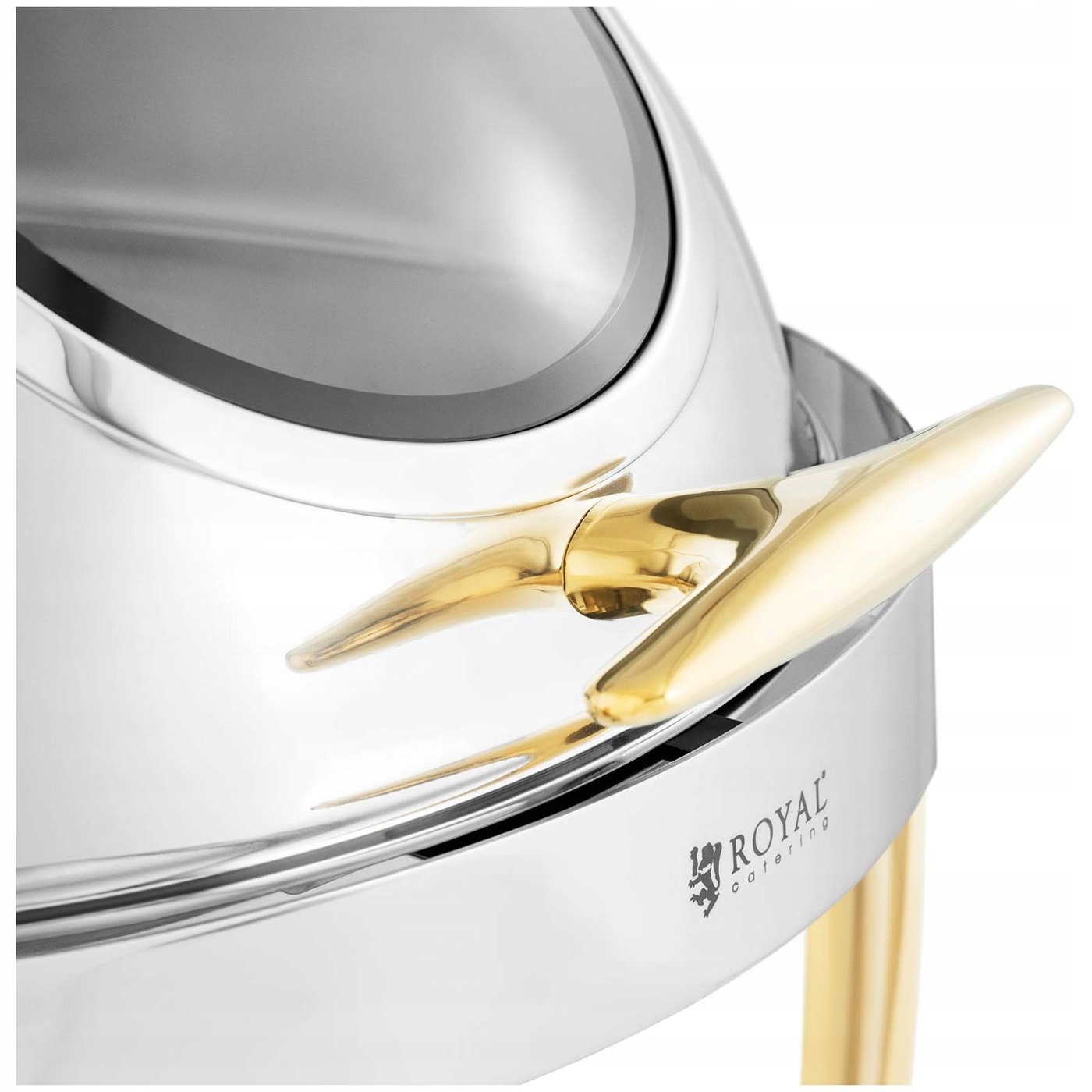PODGRZEWACZ DO POTRAW - OKRĄGŁY - ZŁOTE AKCENTY - ROLOWANA POKRYWKA - 6 L - Marka Royal Catering