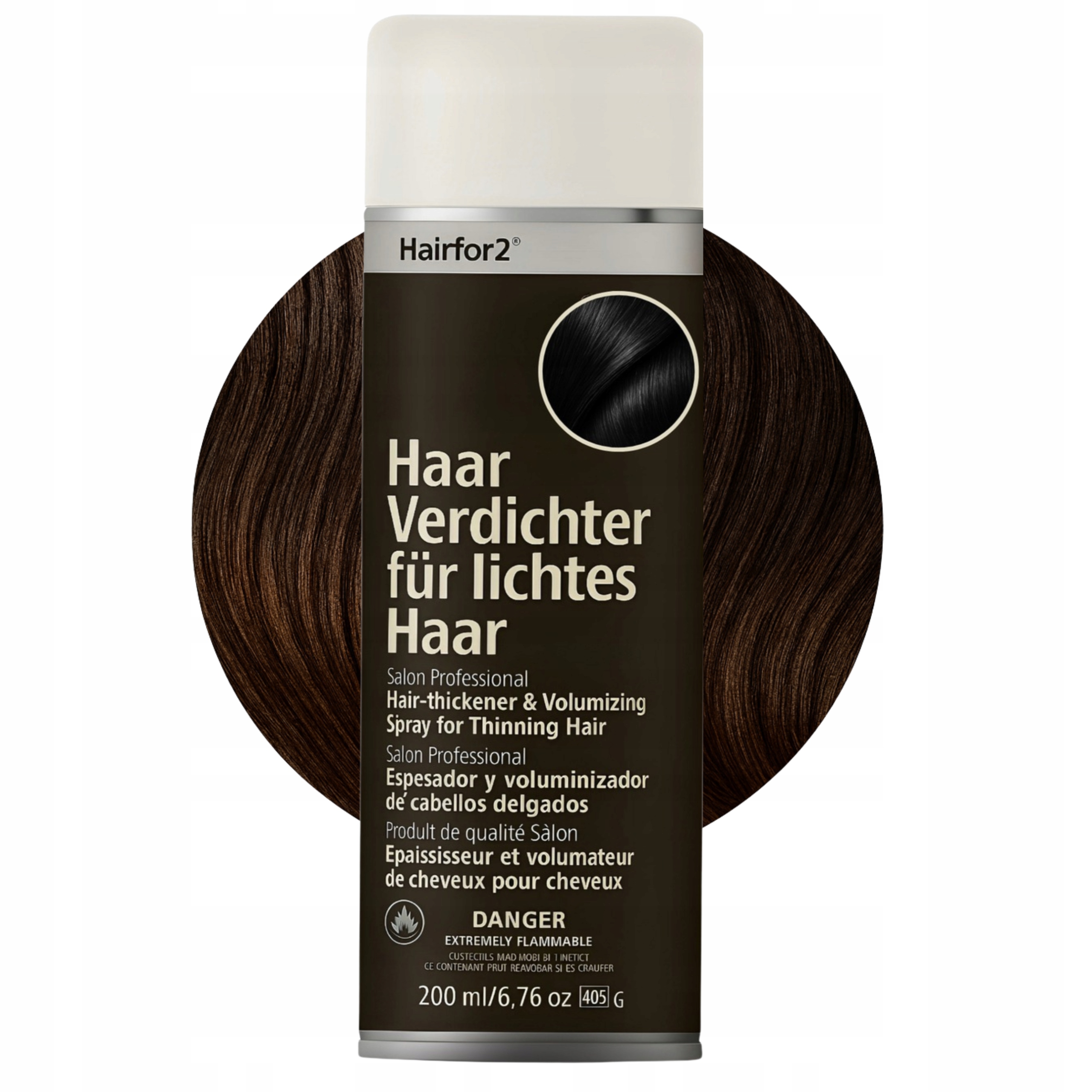 HairFor2 Velmi tmavě hnědý – sprej na řídnutí a plešatost pro každého