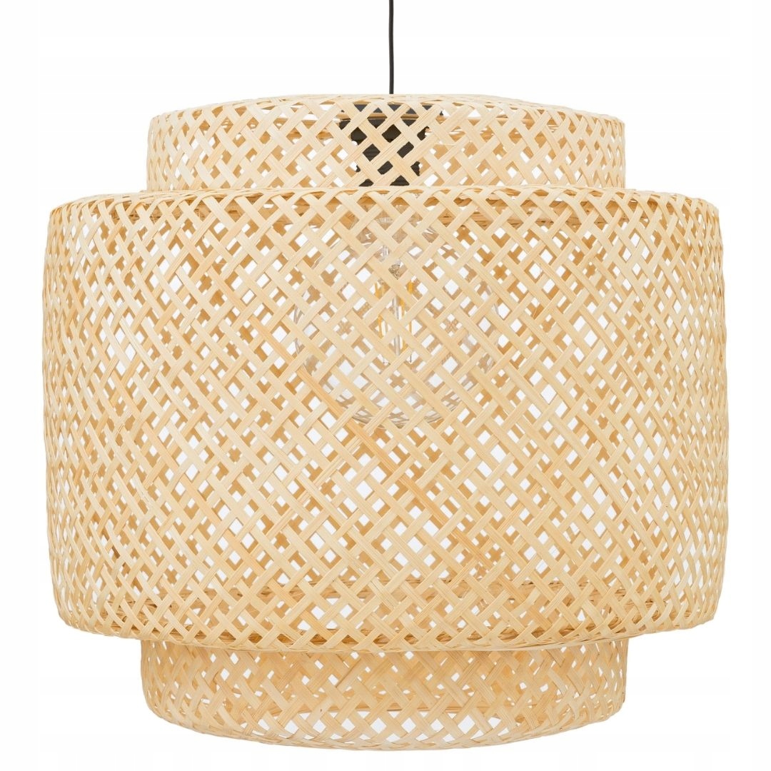 Závěsná lampa Tulum bambusová černá závěsná 38 Cm přírodní béžová Boho TH06