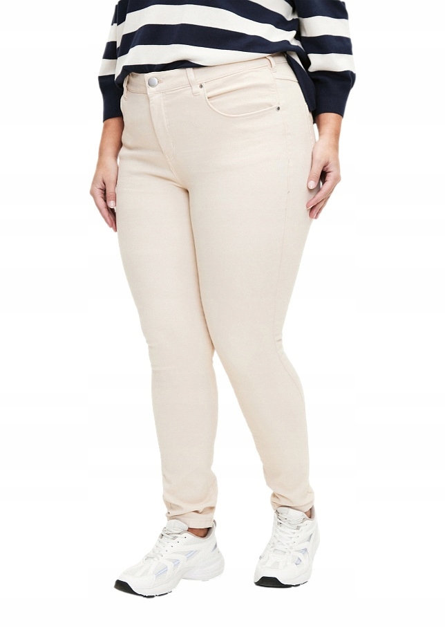 Béžové Džíny Slim Fit Vysoký Pas 065A Zizzi N78 42