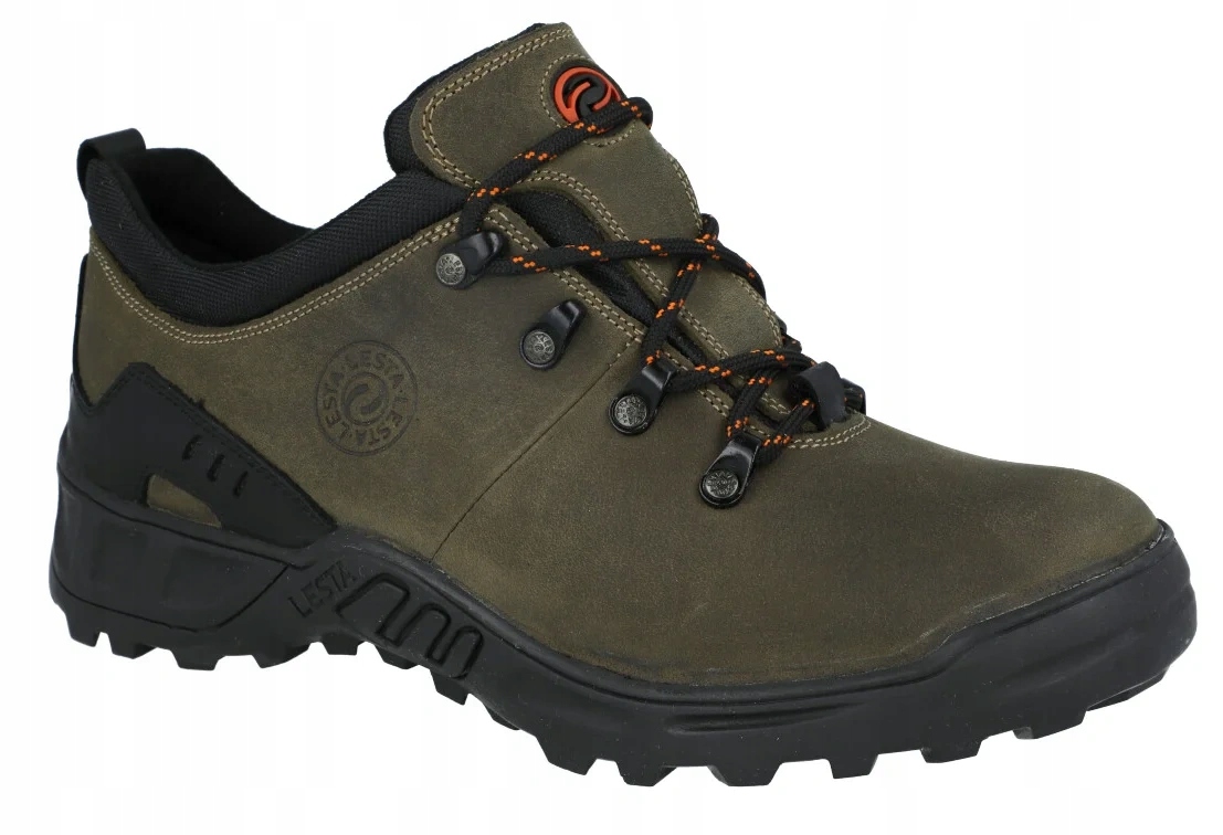 Polobotky Lesta 3512 khaki nízké outdoorové trekové boty kožené R46