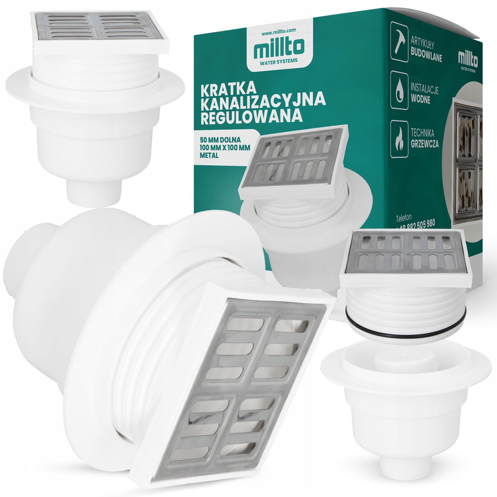 

Kratka odpływowa ściekowa dolna metalowa 10x10x5