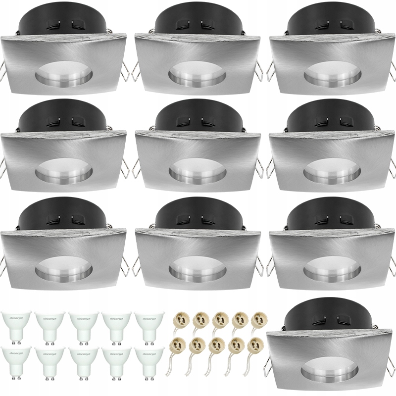 10x Podtynkowe Oczko Sufitowe Halogenowe Zewnętrzne Podbitka Dachowa GU10